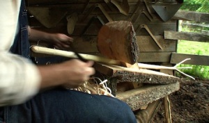 Shaving a wooden pitchfork. http://farmhandscompanion.com/country_ways_files/cfe0ba02365525eb1753d89e8abb4dd9-8.html